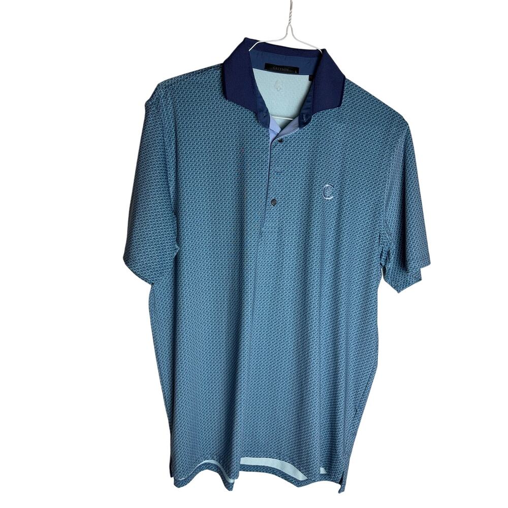 Greyson Men’s Large Blue All Over G Print Performance Golf Polo Shirt